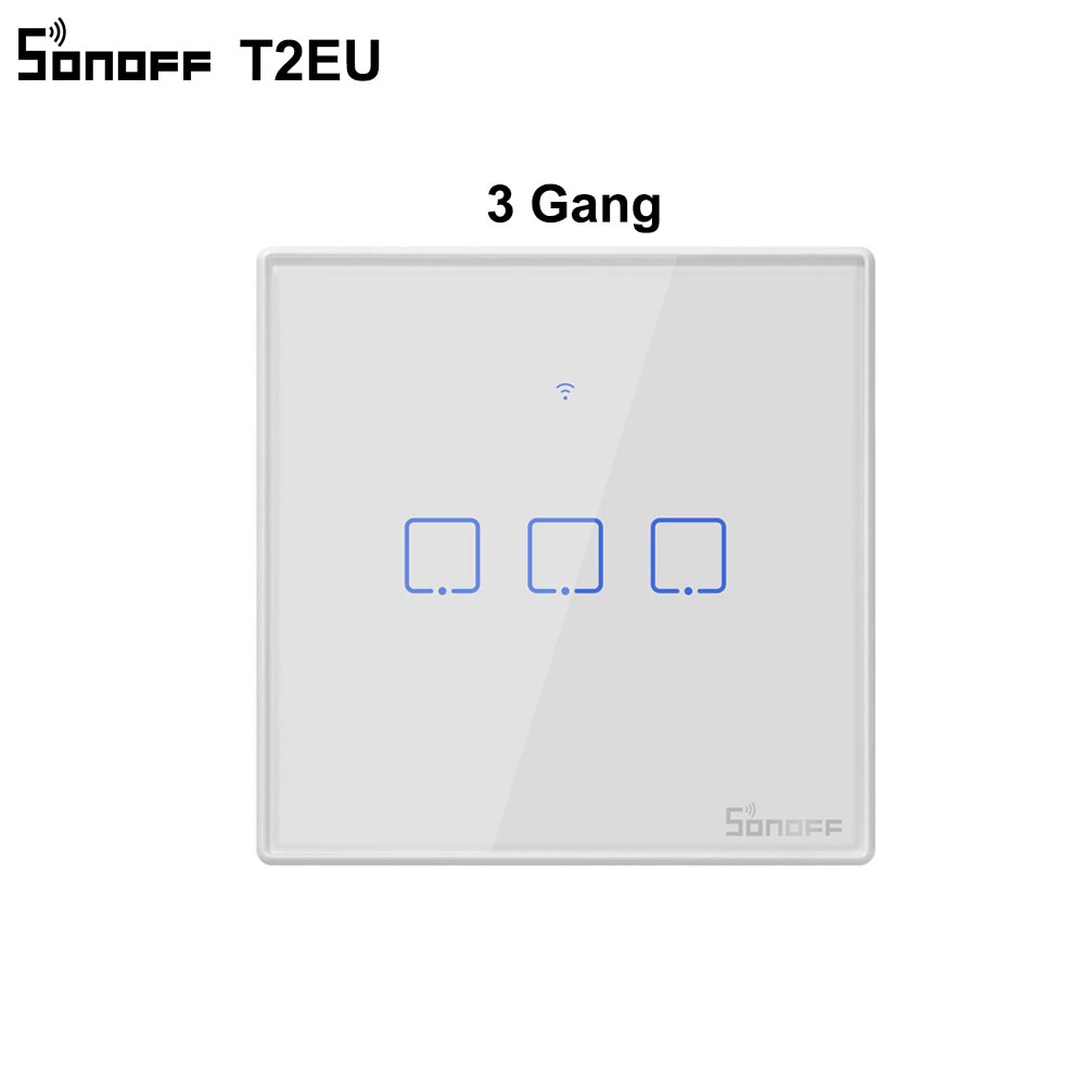 SONOFF T2EU TX inteligente Wifi pared Interruptor táctil con frontera casa inteligente 1/2/3/banda 433 RF /Control de voz/aplicación/táctil funciona con Alexa: 3 gang