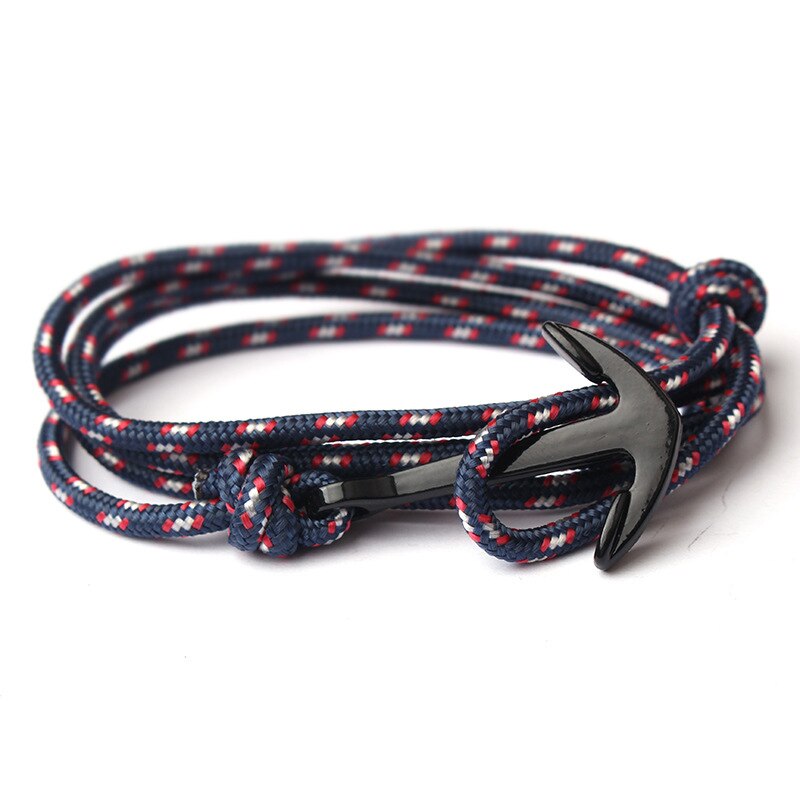 Niuyitid mænd armbånd hånd tilbehør sort anker armbånd dreng charme homme smykker justerbar: A2