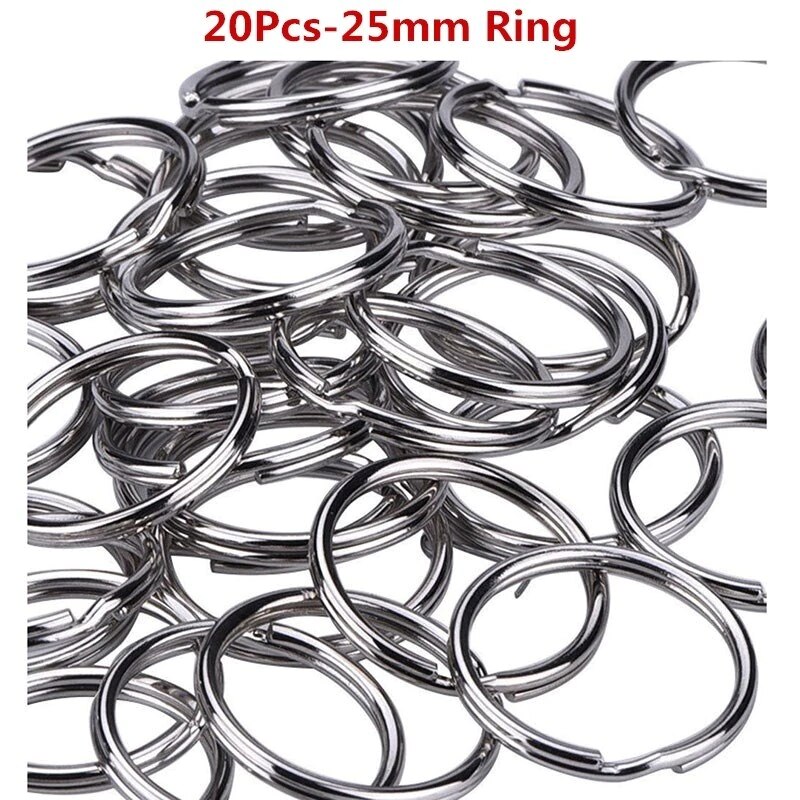 50Pcs Silver Plated Metal Blank Keyring Keychain Split Ring Keyfob Key Holder Rings Women Men DIY Key Chains Accessories Marking: 20Pcs 25mm Ring