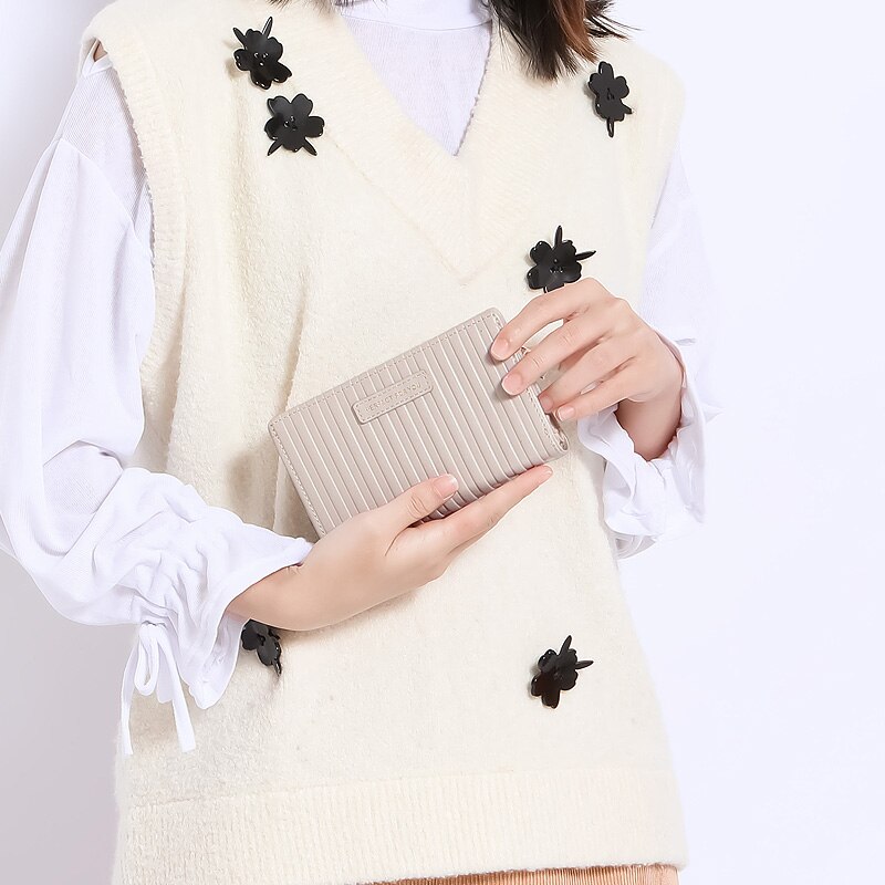 Weichen ruched trifold plånbok dam dragkedja myntficka många korthållare mjukt pu läder märke kvinnliga plånböcker