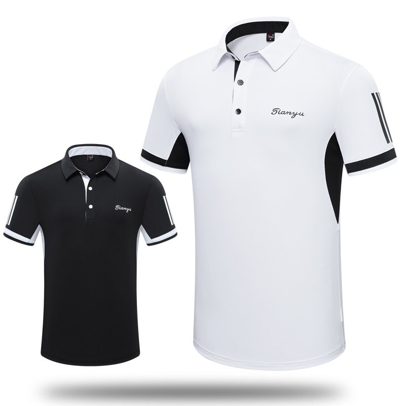 Sommer mænd t-shirt golf tøj herre kortærmet t-shirt åndbart skrue ned krave sports toppe hurtigtørrende sportstøj