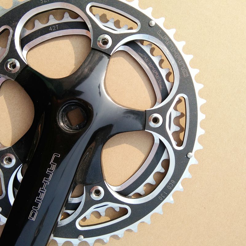 Fiets crankstel 42/52t biplate kettingblad 170 vierkante gaten crank compatibel met 7/8/9/ speed racefiets vouwfiets bmx crank tandwiel