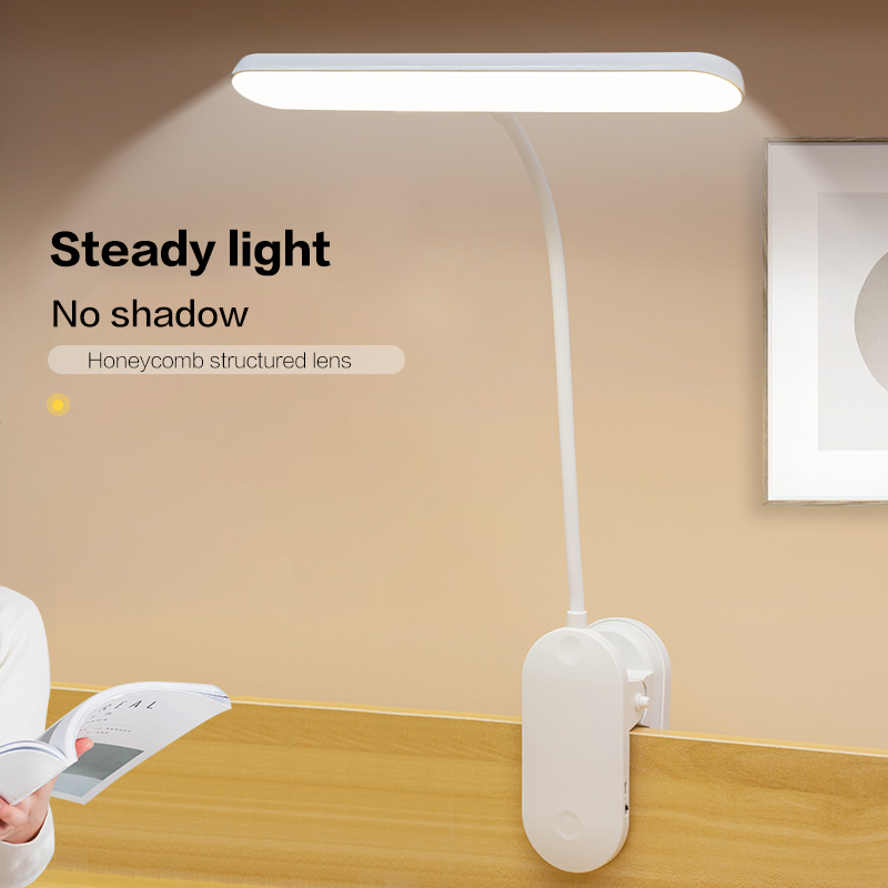 Lampada da tavolo a LED Clip on Lamp protezione per gli occhi lampada da tavolo dimmerabile con morsetto ricarica USB luce di lettura flessibile per Computer da letto