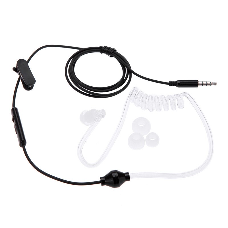 Akoestische Stralingsbescherming Anti-Straling Fbi Hoofdtelefoon Air Tube Handsfree Oortelefoon Met Microfoon Volumeregeling Oorhaak: Black and White