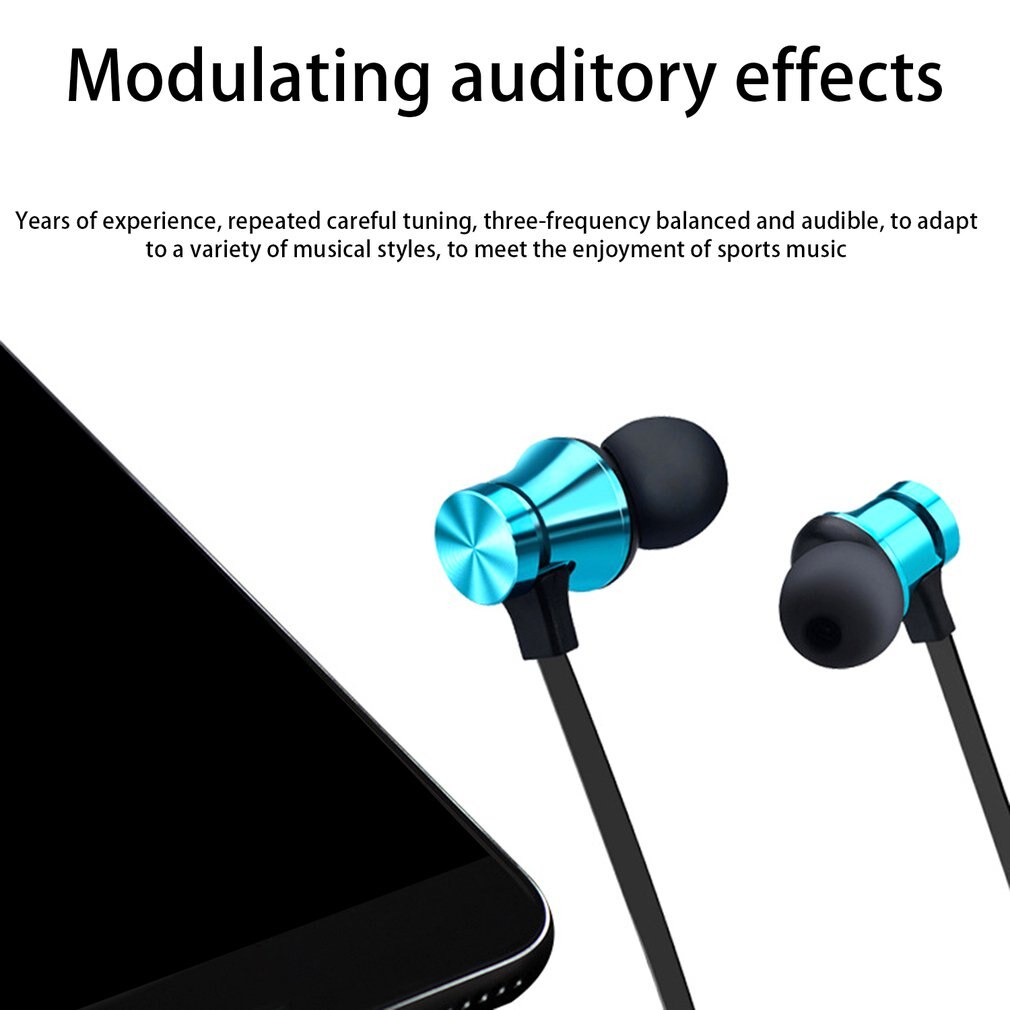 Sports kører bluetooth trådløs øretelefon magnetisk headset med mikrofon aktivt støjreducerende headset til telefoner og musik bas
