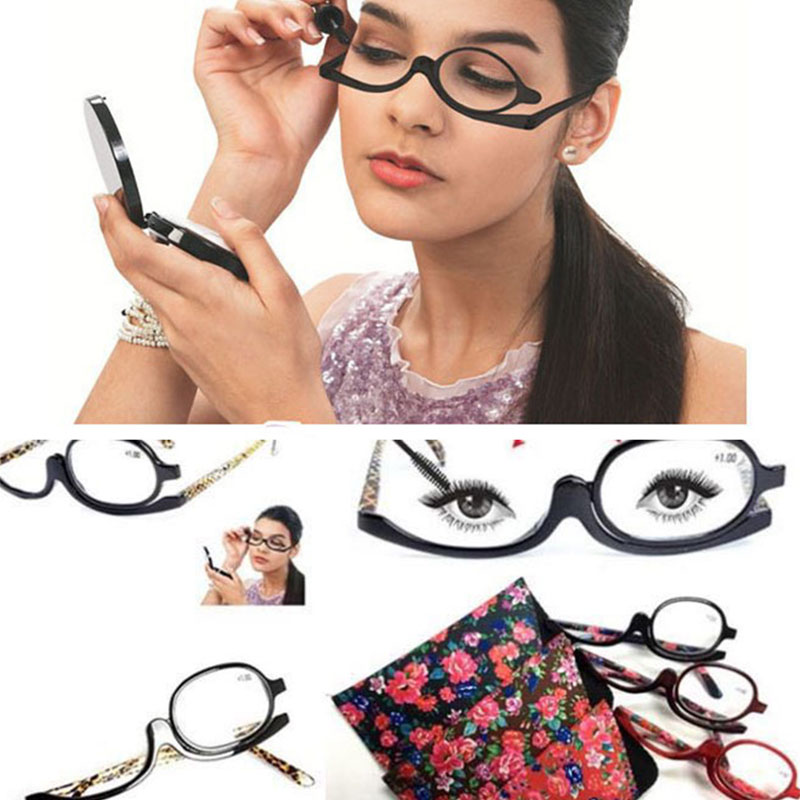 Mode Roterende Vergrotende Make-up Leesbril Voor Vrouwen Opvouwbare Clamshell Cosmetische Verziend Bril Voor Oudere Unisex