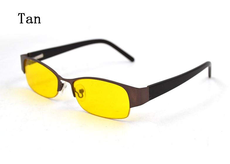 Men Semi Rimless Yellow Lens Night Vision Glasses Women High Definition Rectangle Driving Eyeglasses Spectacles D5: 2