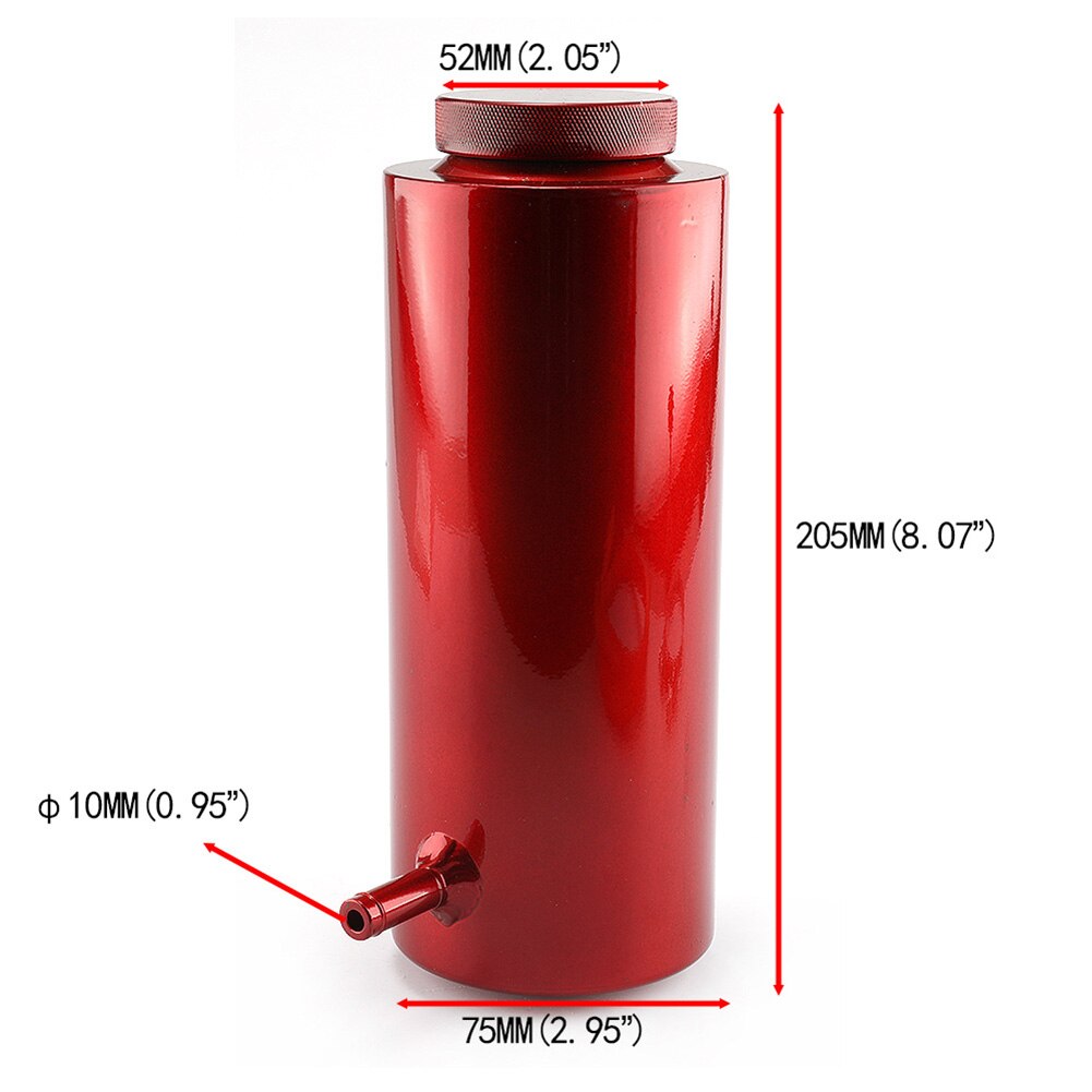 800Ml Cilinder Radiator Overflow Watertank Koelvloeistof Tank Algemene Purpose Tank Aluminium Olie Pot 018 Overflow Pot: Rood