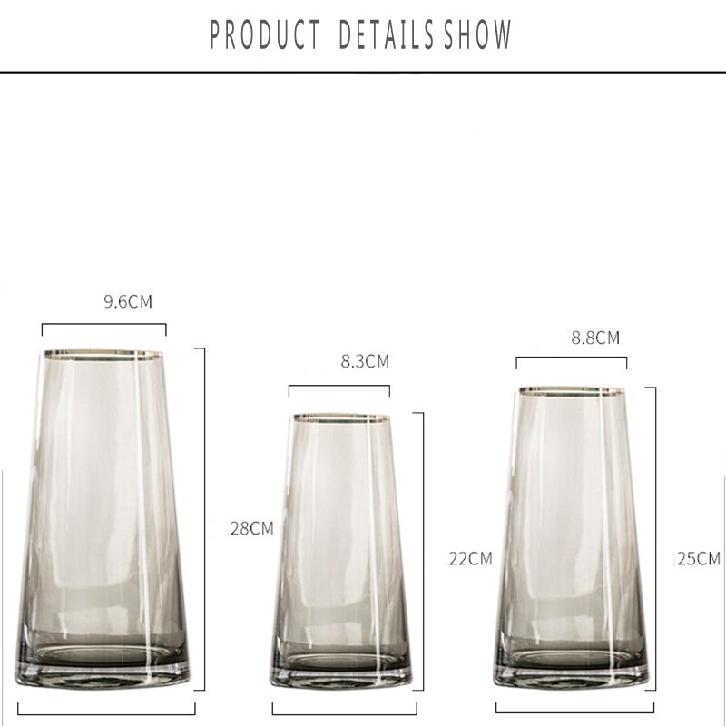 Luxe handgetekende gouden vazen voor kantoor, thuis, woonkamer, tafeldecoratie, vaas, eenvoud, transparante glazen vaas