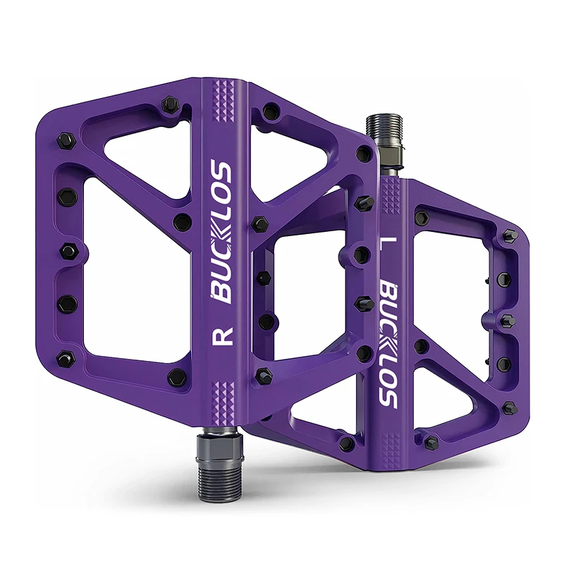 BUCKLOS MTB Bike Pedals Sealed Bearing Mountain Road Bicycle Flat Pedal Platform Ultralight 9 16'' Platform Pedals Bicycle Part: Blue
