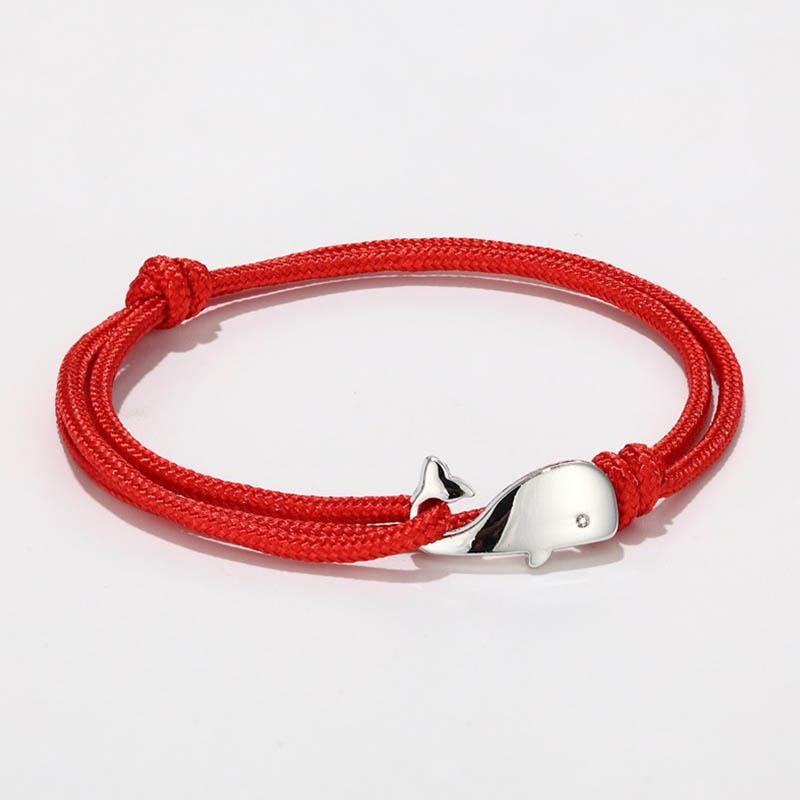 Bracelet ancre Style marin pour hommes et femmes, 1 pièce, corde de Parachute de Camping, queue de baleine, crochets métalliques: Red