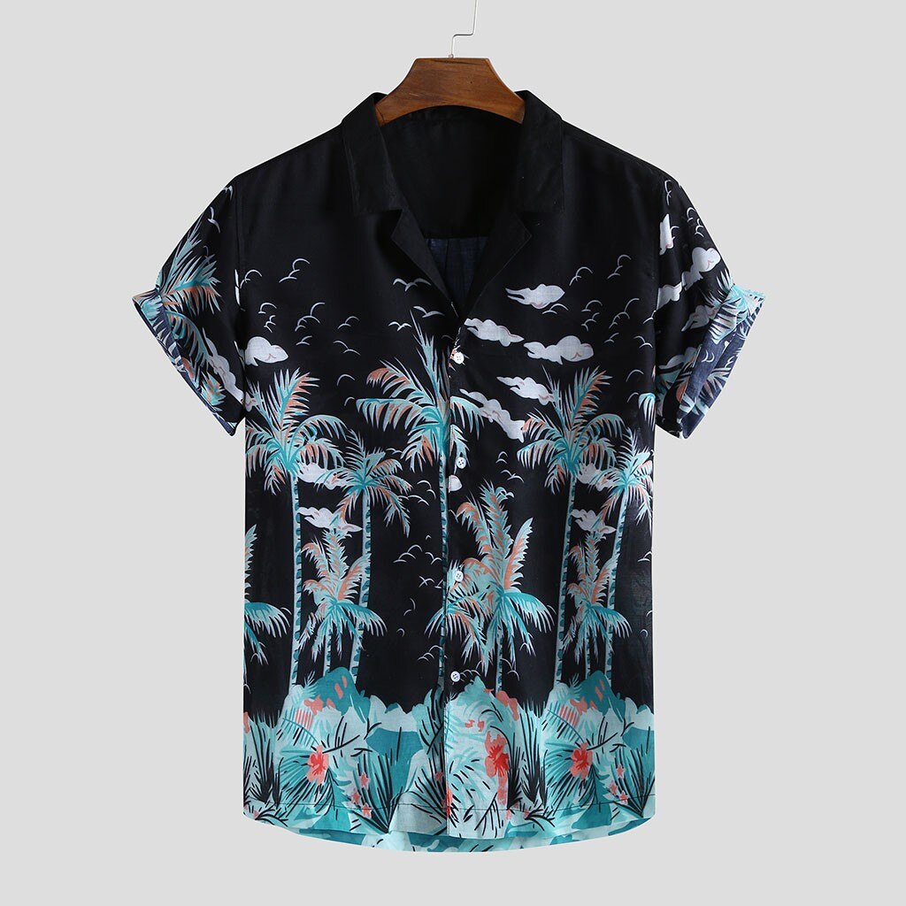Camisas a la para hombre, blusa para hombre, ropa de playa suelta hawaiana con estampado de otoño, botones de manga corta de algodón para trabajo informal, camiseta para hombre