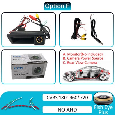 Wondefoo – caméra de recul 1080P AHD Version nuit, pour Ford Focus 2/3 Contour Fusion KUGA MK1 Fiesta ST Mondeo BA7 hatchback MK4: Dynamic-180 de