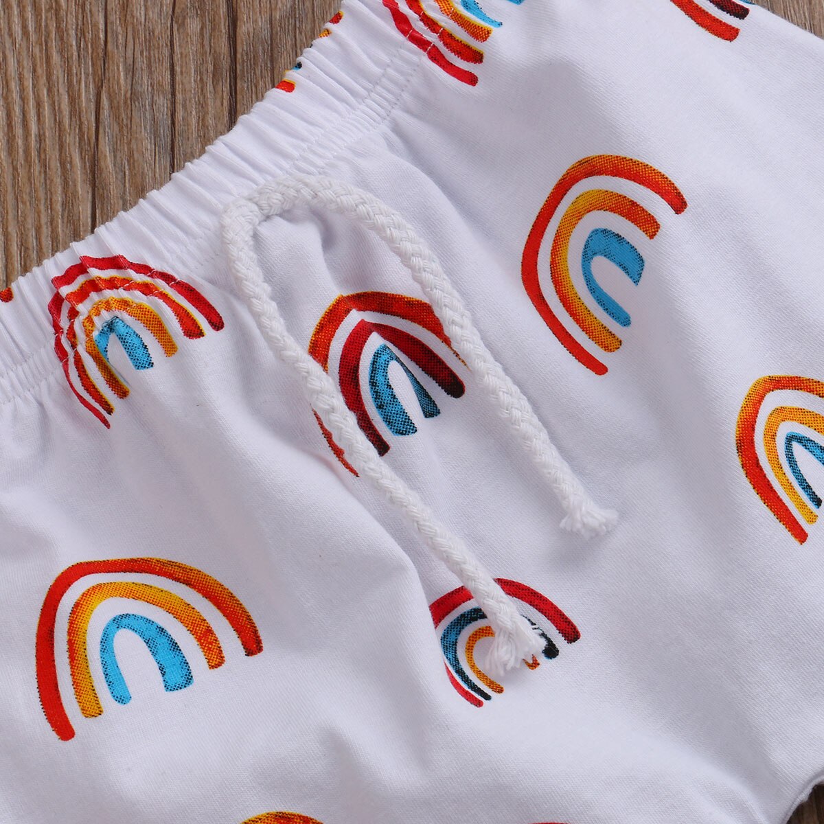 Baby boys shorts regnbue print snøre sommer afslappede løse shorts