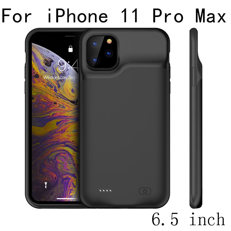 Batterij Oplader Voor Iphone 11 Case Voor Iphone 5S Se 6 6S 7 8 Plus X xr Xs Max Pro Universele Draagbare Power Bank Oplader: i11 Pro Max-Black