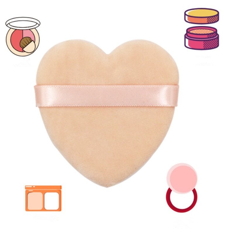 2pcs Heart Shape Facial Face Body Powder Foundation Puff Portable Soft Cosmetic Puff Makeup Foundation Sponge