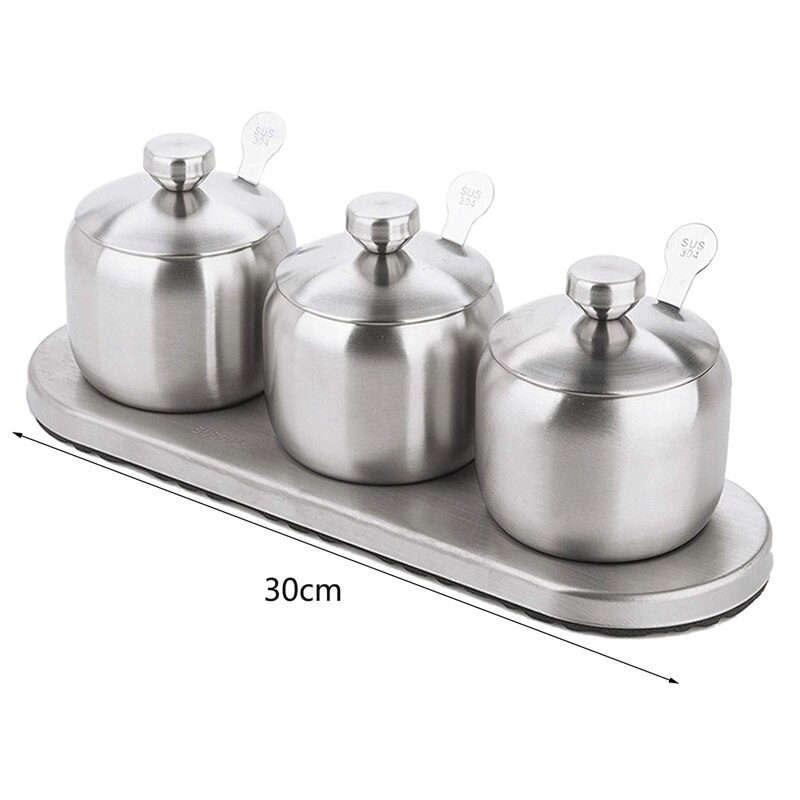 Keuken 18/8 Roestvrij Staal Kruiden Containers Set Kruidkruik Spice Rack Kruiderij Cruet Fles Zout Peper Suiker Opslag Orga