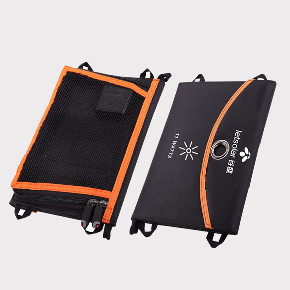 Portable Solar Charger 11W Folding Solar Panel Power Bank for Travel & Outdoors Compatible with Tablets Phones Camera