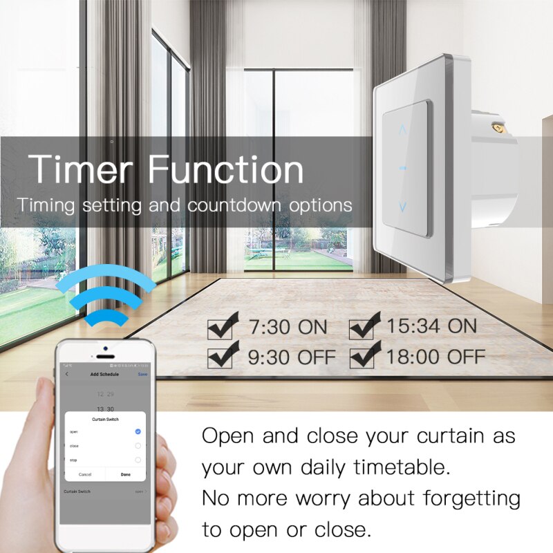 Interruptor inteligente Wifi para persianas motorizadas, enchufe europeo para persianas enrollables, compatible con Alexa, Google Home y Smart Home