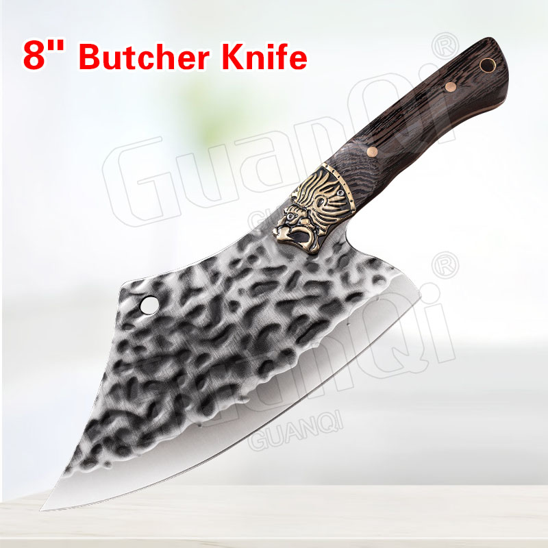 Full Tang Wood Handle Chef Knife Handmade Filleting Slicing Butcher knife Forged Multifunctional Meat Cleaver Vegetable Cutter: D