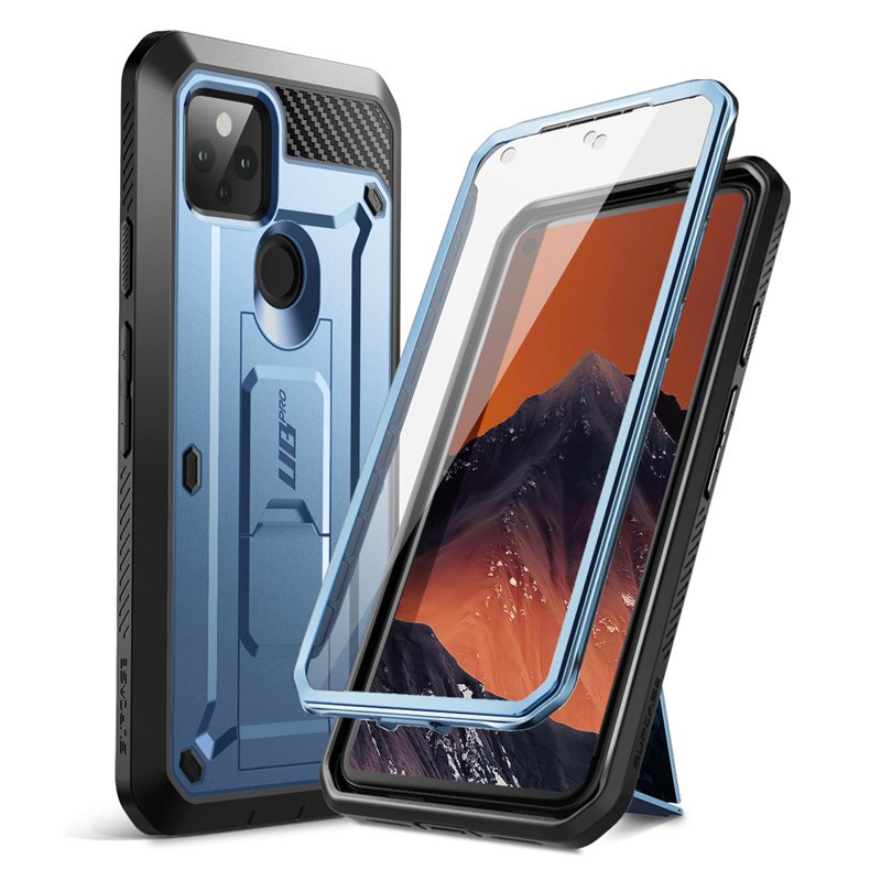 Supcase para o caso do google pixel 5 (2020) ub pro capa protetora resistente de corpo inteiro do coldre com protetor de tela incorporado: Blue