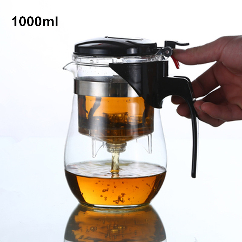 Heat Resistant Explosion-Proof Glass Teapot 500ml 750ml 1000ml Jug Water Bottle Household Canteen Coffee Pot for Kitchen: DARK GRAY
