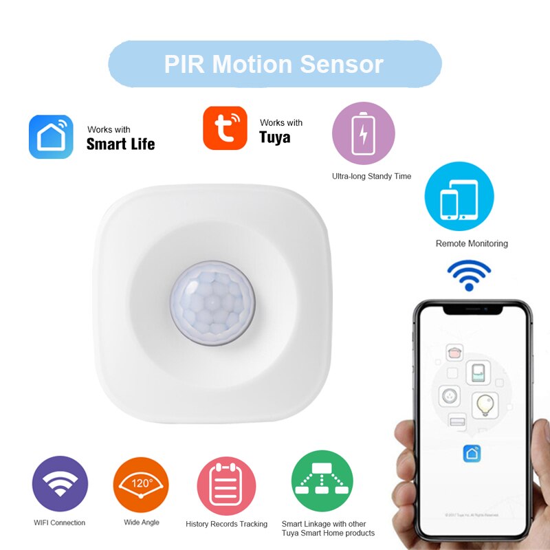 Tuya Smart Home Security Alert System WIFI/Bluetooth Mesh SIG PIR Motion Sensor Passive Infrared Alarm Detector Burglar Alarm: WiFi