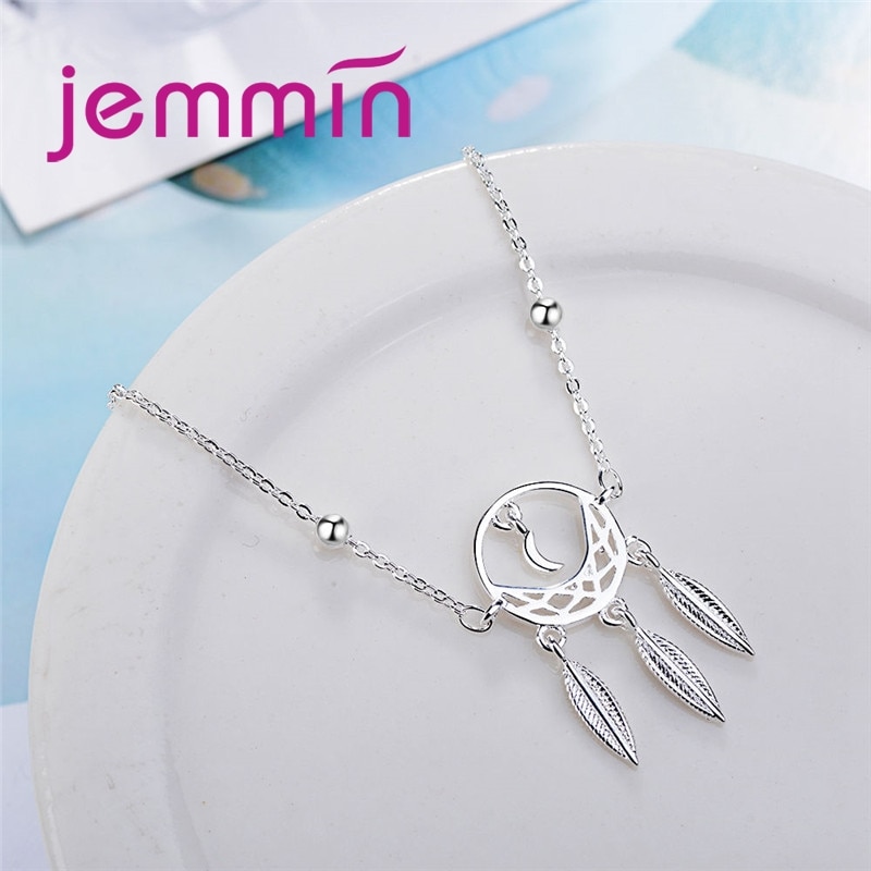 Exquisite Moon Leaves Shape For Woman Girls Banquet Accessories 925 Sterling Silver Adjustable Bracelet