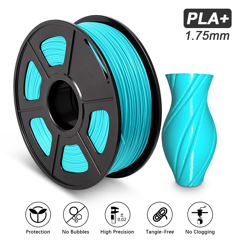 Filament d'imprimante 3D 1kg PLA Plus PLA + dureté élevée qui respecte l'environnement 1.75mm tolérance +/-0.02mm matériel d'impression 100% aucune bulle: PLA PLUS Cyan