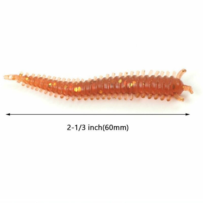 50pcs/Set Sandworms Soft Plastic Worm Fishing Lure 60mm Saltwater Bass Catfish