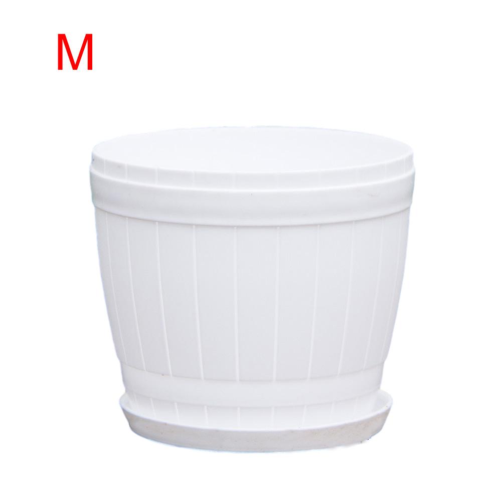Planteur en plastique coloré Pot de fleur plaques ensemble Pots de plantes conteneurs de jardinage avec des trous de drainage garder le sol drainé et ventilé: White / Large