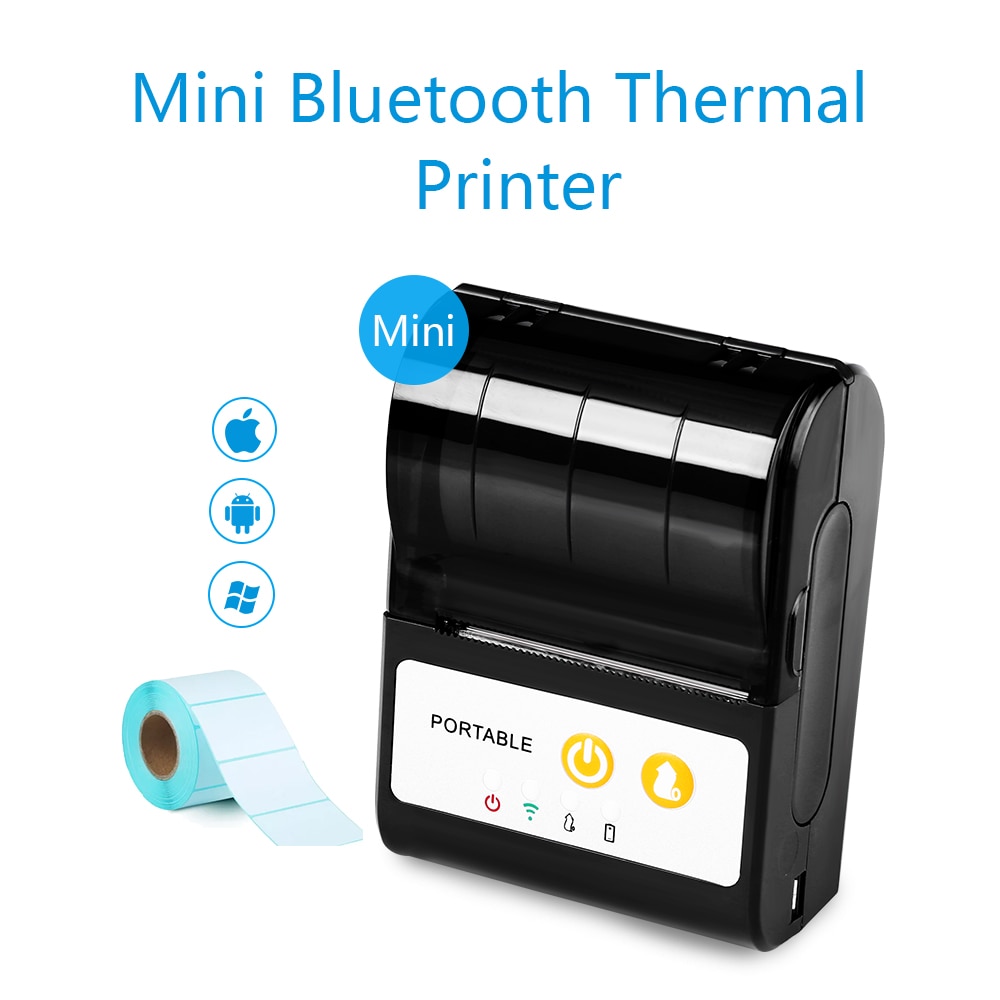 Mini bluetooth printer bluetooth termisk printer bærbar 58mm kvitteringsprinter lille til mobiltelefon ipad android / ios – Grandado