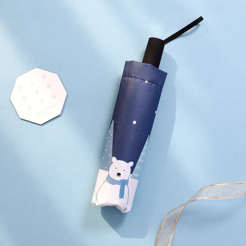 Folding Umbrella Rain Women Cartoon Umbrella Kids Boys Anti UV Teens Girls Sun Umbrella UPF 50+ Students Travel Parasol