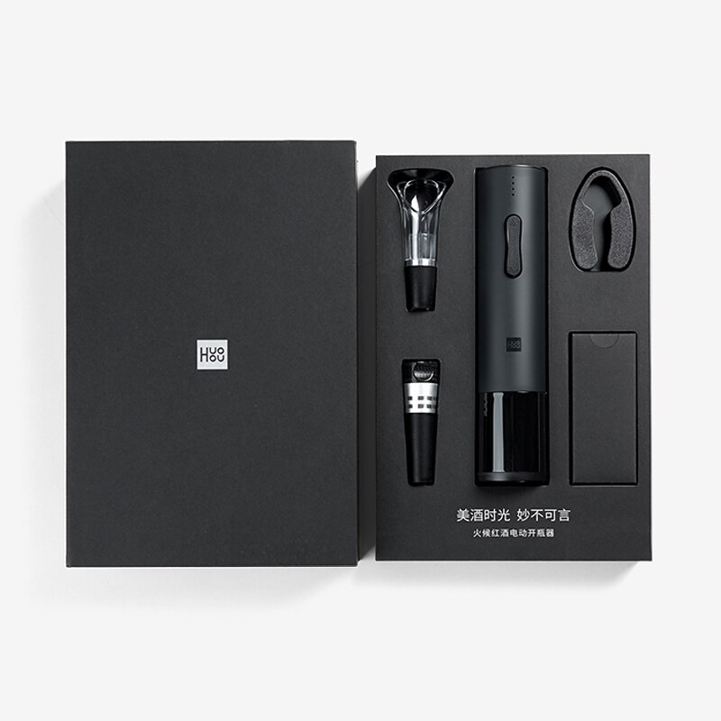 Xiaomi Huohou Automatic Wine Bottle Opener Kit Electric Corkscrew With Foil Cutter Wine Decanter Pourer Aerator For Family: 5pcs