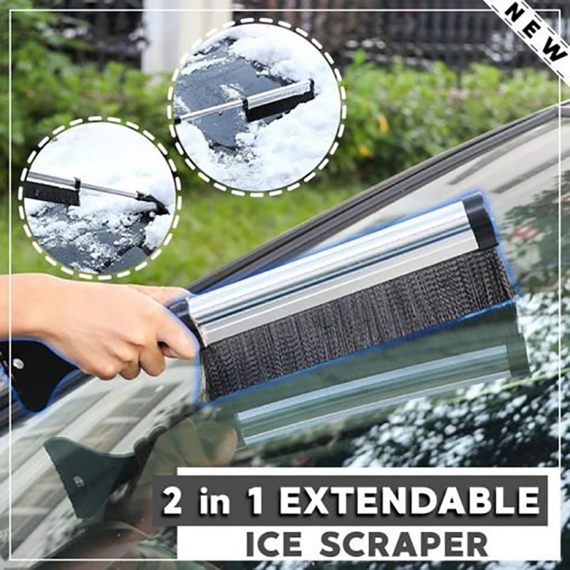 Grattoir à neige extensible, pelle rétractable pour vitres de voiture, brosse transparente, raclette, dégivrage, outil de nettoyage