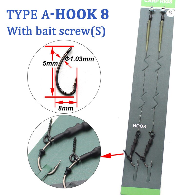 Carp Fishing Accessories Ready Tied Ronnie Carp Rigs Quick Change Hooklink Carp Fishing Hook Line For Carp Fishing End Tackle: Type A-8