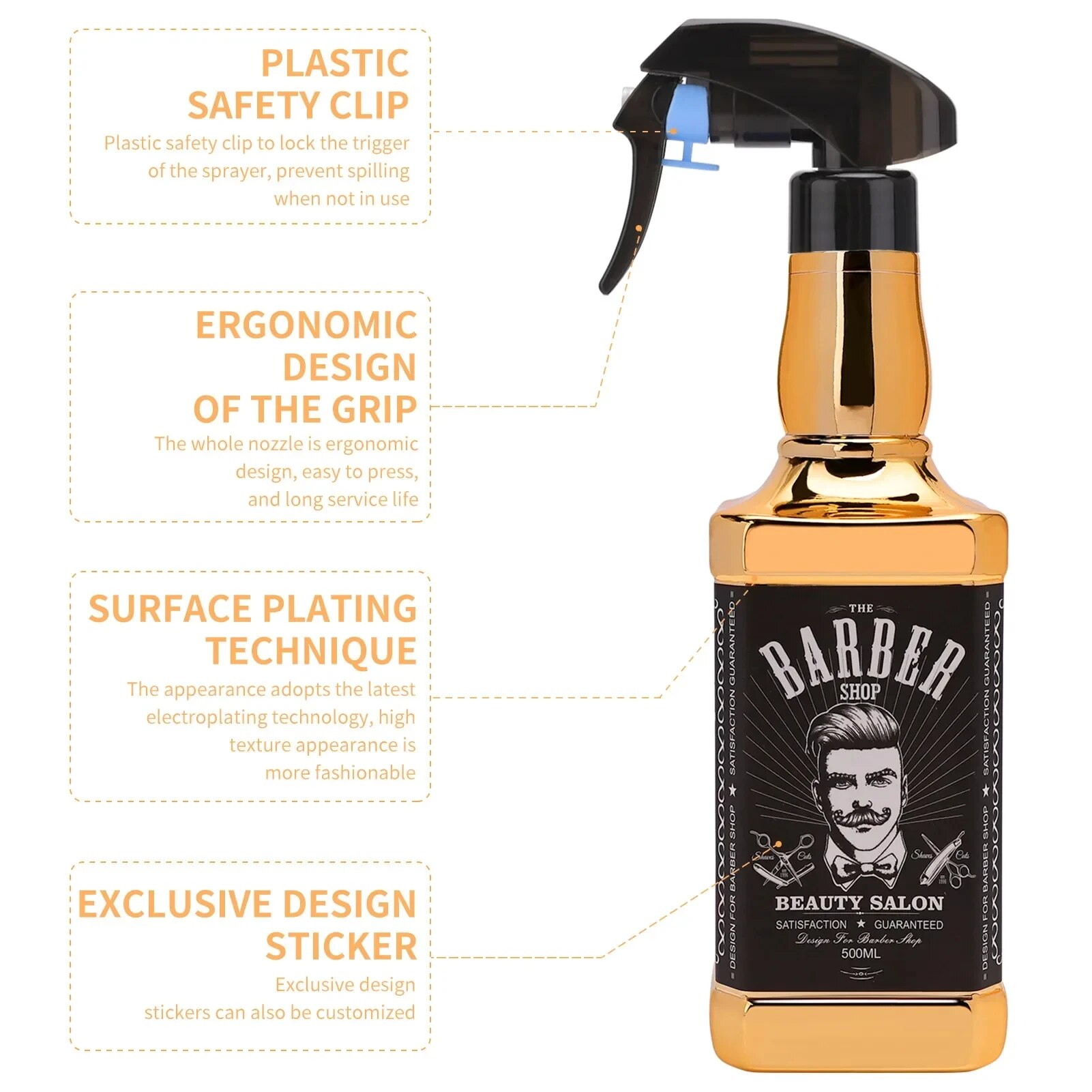 Botella de Spray de corte de pelo para peluquería, atomizador continuo vacío, rociador de agua para salón de belleza, accesorios de peluquería, herramientas de peluquero, 500ML