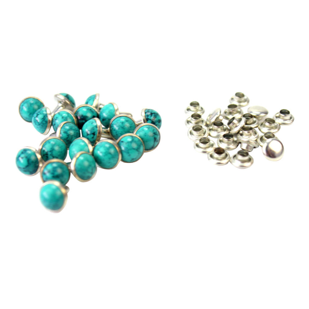 20 Pairs 8mm Turquoise Stud Spikes Decor DIY Metalen Klinknagels Punk voor Schoenen Tassen Jeans Kleding Garment Craft Supplies