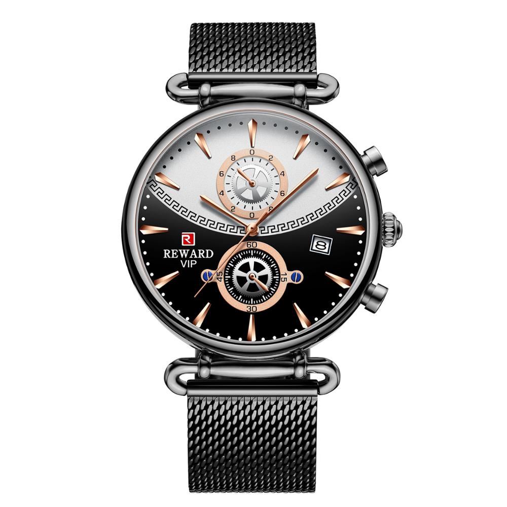 Belønning par ure luksus afslappet quartz herre ure mandlige armbåndsure ur homme часы женские top mærke reloj: Dreng-sort