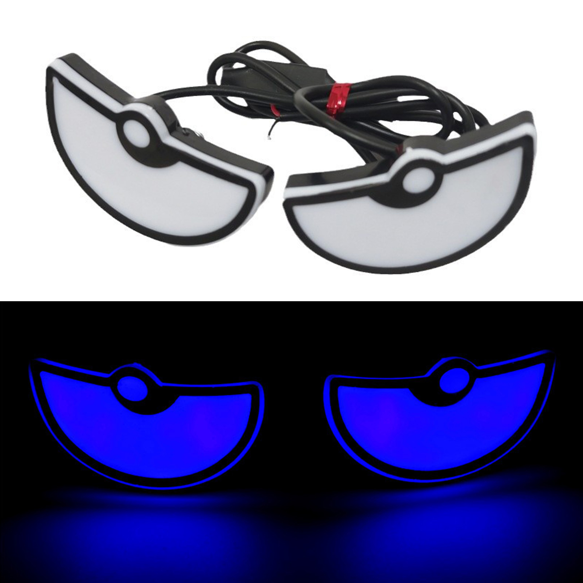 2Stck Motorrad LED Dämon Auge Licht Halbkreis/Dreieck Auge Blinker Licht Dynamische Rücklicht Mini Auto Dekoration lichter: Elfenbein