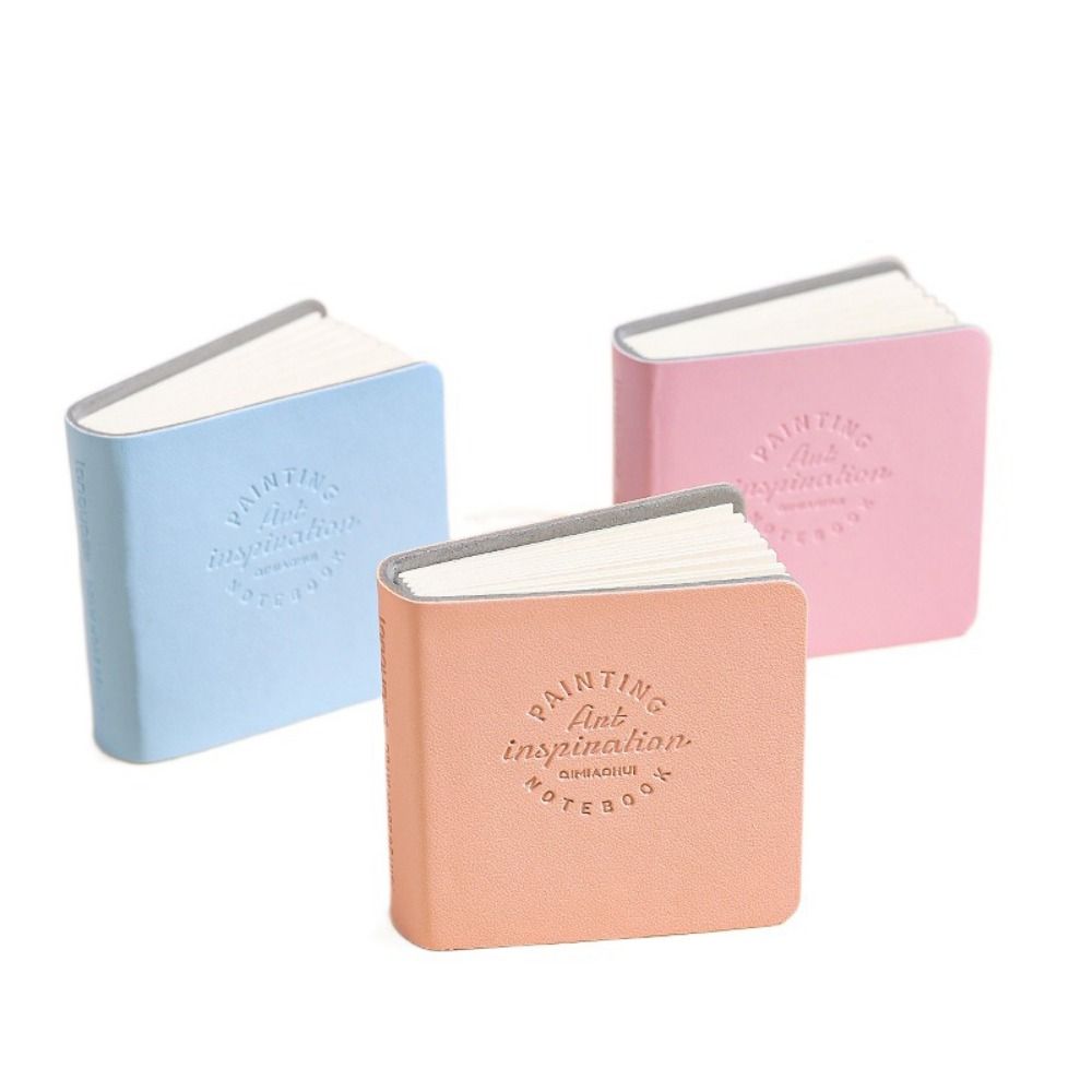 3 stuks dik tekenpapier, mini tekenboekje, compact schetsboekje met pu-leren omslag, ongelijnd blanco papier: Rood