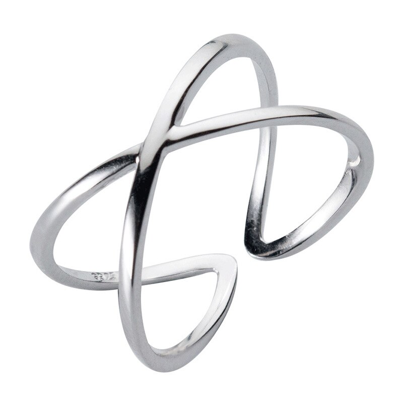 Hollow X Cross 925 Sterling Silver Rings for Women Adjustable Finger Open Ring Sterling-silver-jewelry Female Girls Party: Default Title