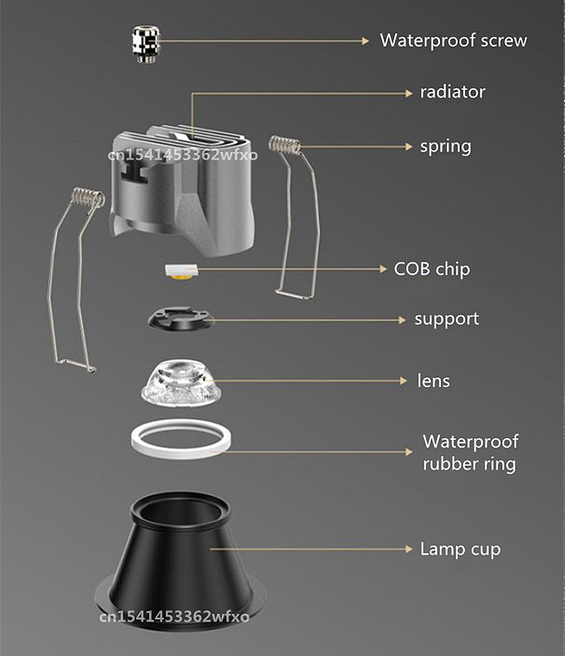 IP65 waterproof downlight LED spotlight Embedded COB ceiling light AC110V-220V bathroom kitchen balcony toilet lighting bulb
