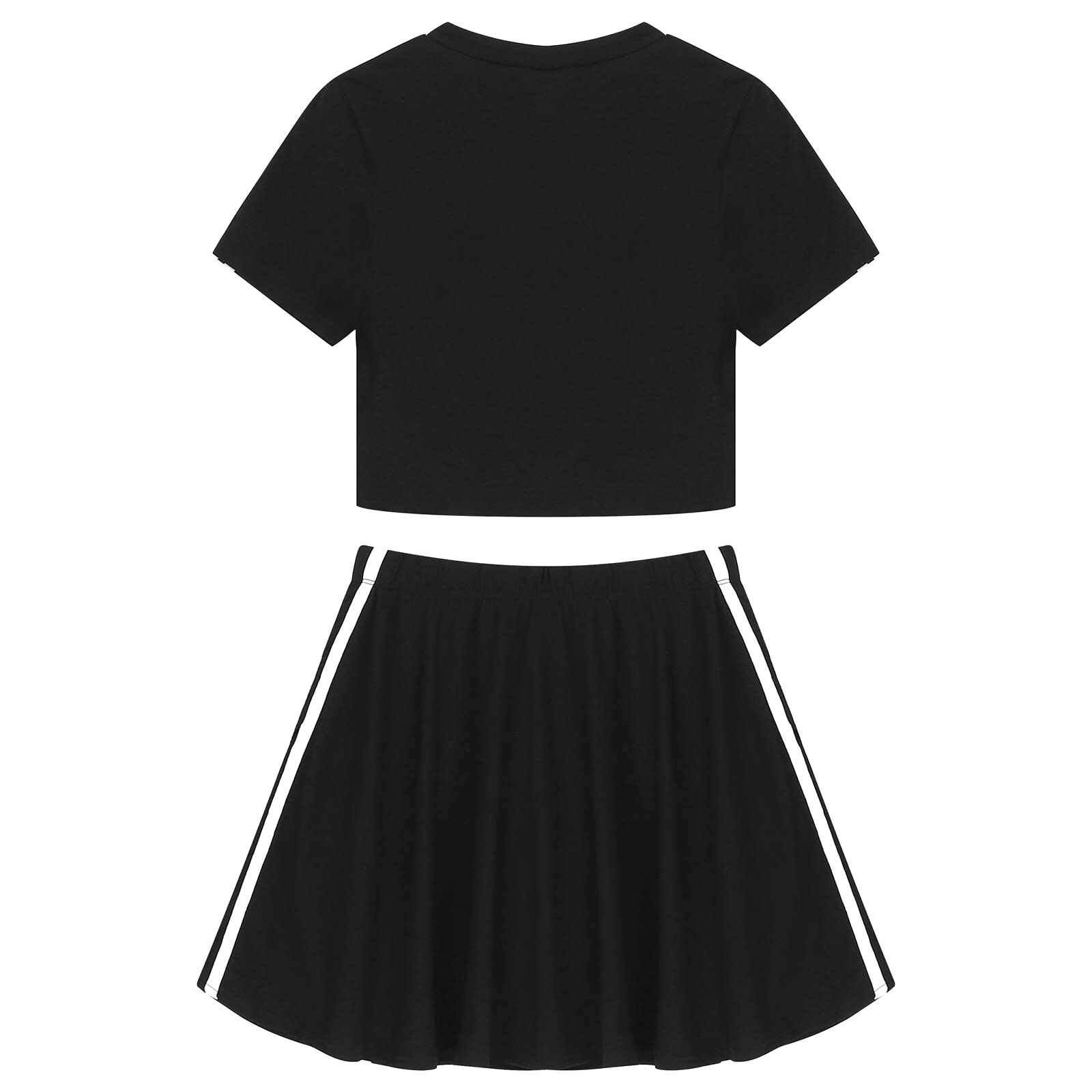 Women Tennis Sets Badminton Sports Outfits Short Sleeves Sport Crop Tops and Skirt with Underwear Modern Dance Cheering Uniforms