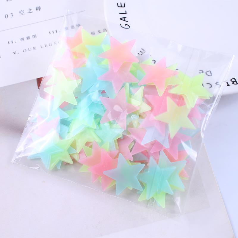 50Pcs Pentagram Lichtgevende 3D Muursticker Ster Lichtgevende Patch Fluorescerende Lichtgevende Muursticker Glow In The Dark Sterren Decals