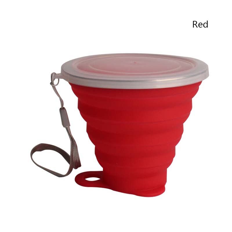 Opvouwbare Siliconen Cup Draagbare Siliconen Telescopische Drinken Inklapbare Cup Multifunctionele Stofkap Siliconen Vouwen Cup: Rood