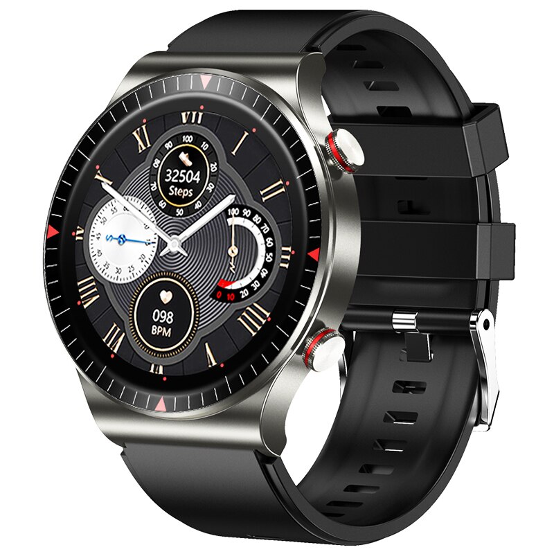 Timewolf Relogio Inteligente Clever Uhr Männer Android Bluetooth Anruf Smartwatch 4G EKG Smartwatch für Android-praktisch Iphone: Schwarz Silikon
