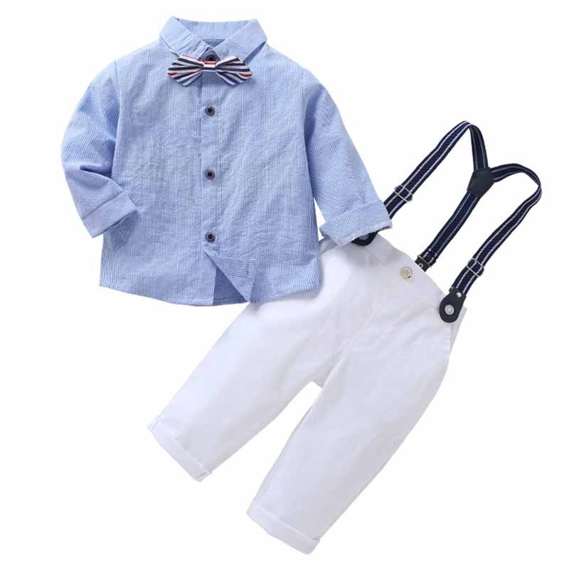 Baby Jungen Hochzeit Anzüge freundlicher Kleidung Kleinkind Formale Anzug freundlicher Tragen Bluse Overall Krawatte 3 stücke setzt Jungen Outfit Baby kleidung