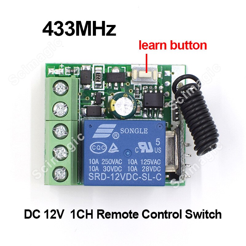 DC12V Wireless Remote Control Light Switch 10A Relay Output Radio DC 12V wuth Two-button Remote Control Switch 433MH