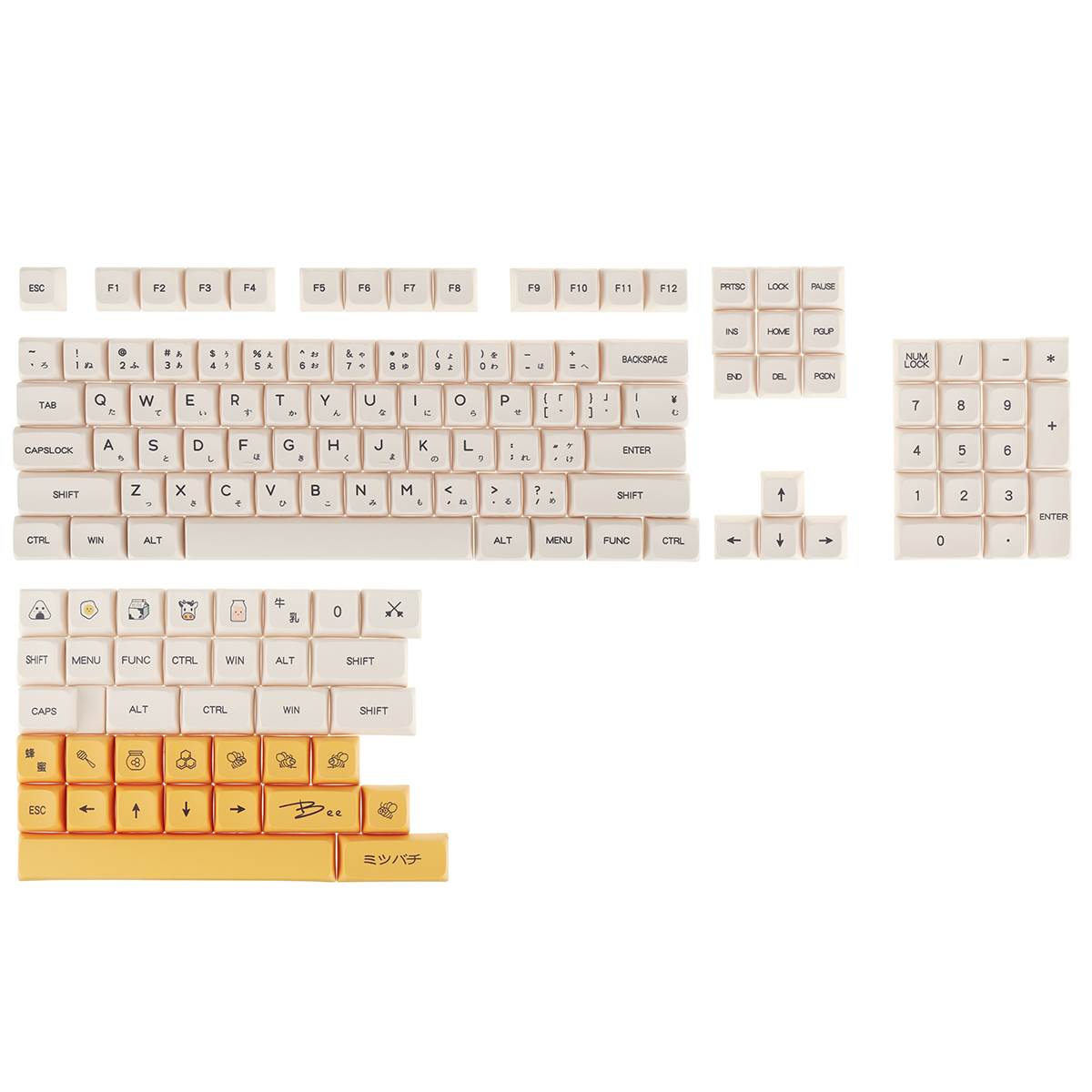 Keycaps 140 nøkkel pbt keycap farge-under xda profil melk hvit honning japanske eller engelske keycaps til spilling mekanisk tastatur: Japansk